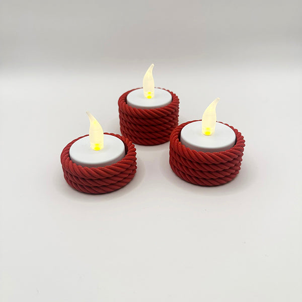 Kötélmintás LED Gyertyatartó Szett - több színben