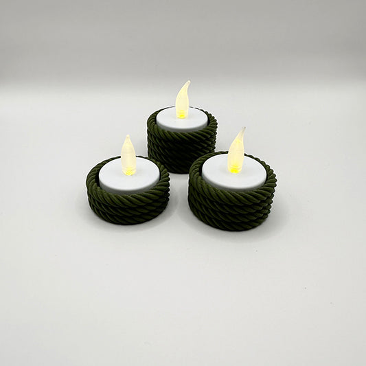 Kötélmintás LED Gyertyatartó Szett - több színben