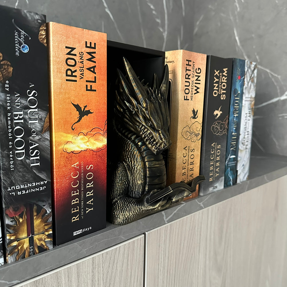 Olvasó Sárkány Könyvtámasz - Fantasy Dekoráció