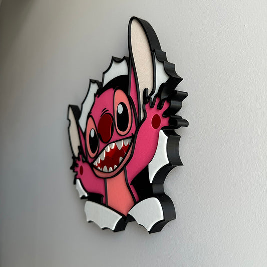 Stitch rózsaszín falidísz