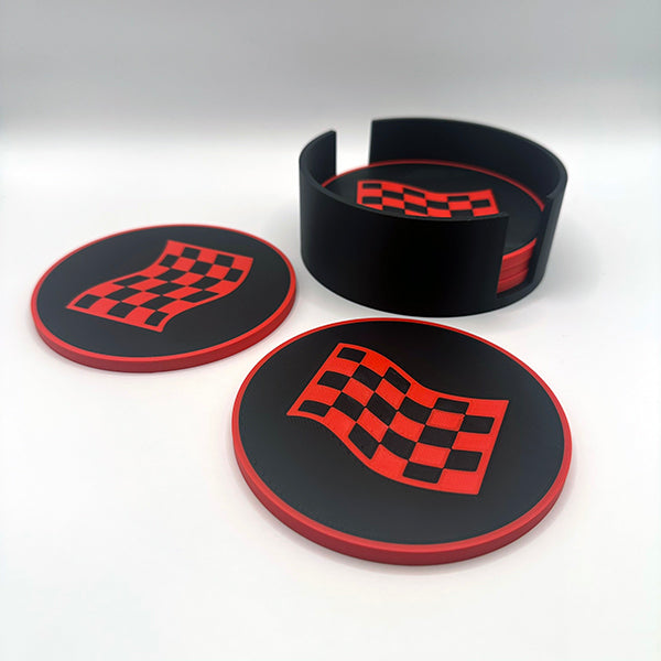 Versenyláz Poháralátét Szett - 6 db-os készlet tartóval